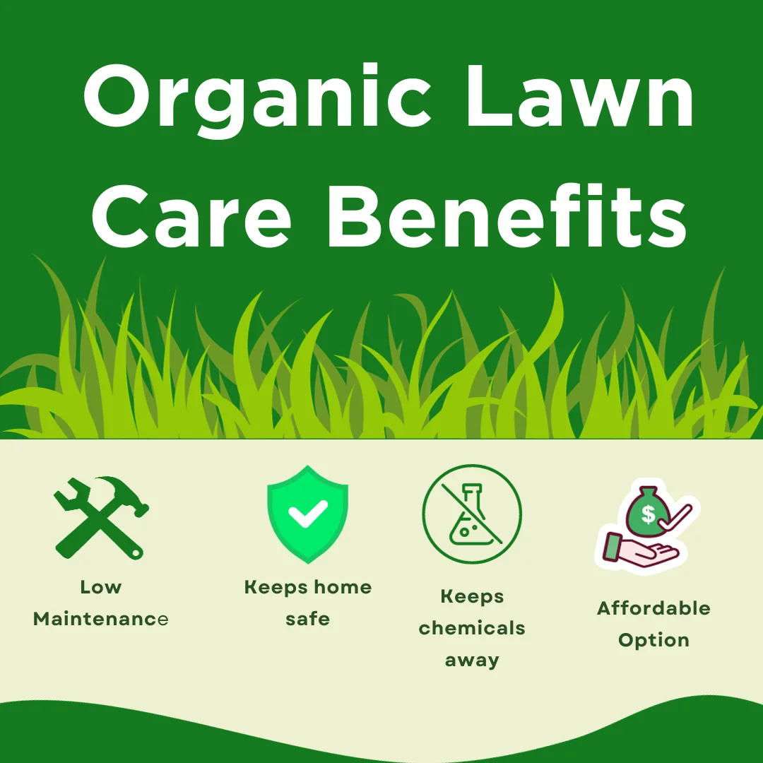 A chart explaining organic lawn care benefits