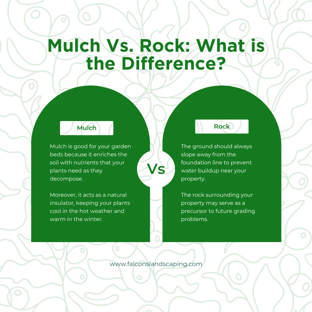 A comparison table of mulch vs. rocks