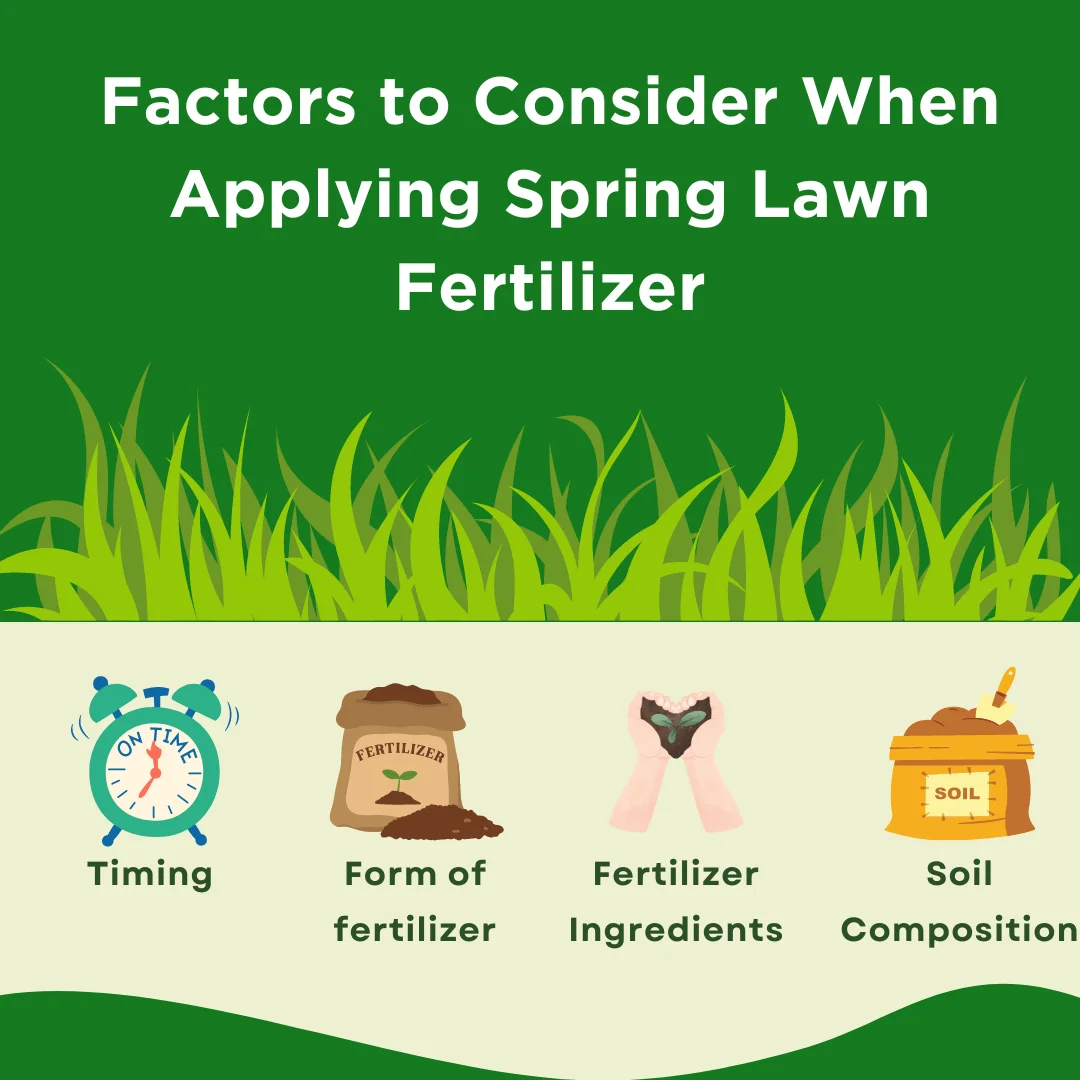 An infographic on the factors to consider when choosing spring lawn fertilizer