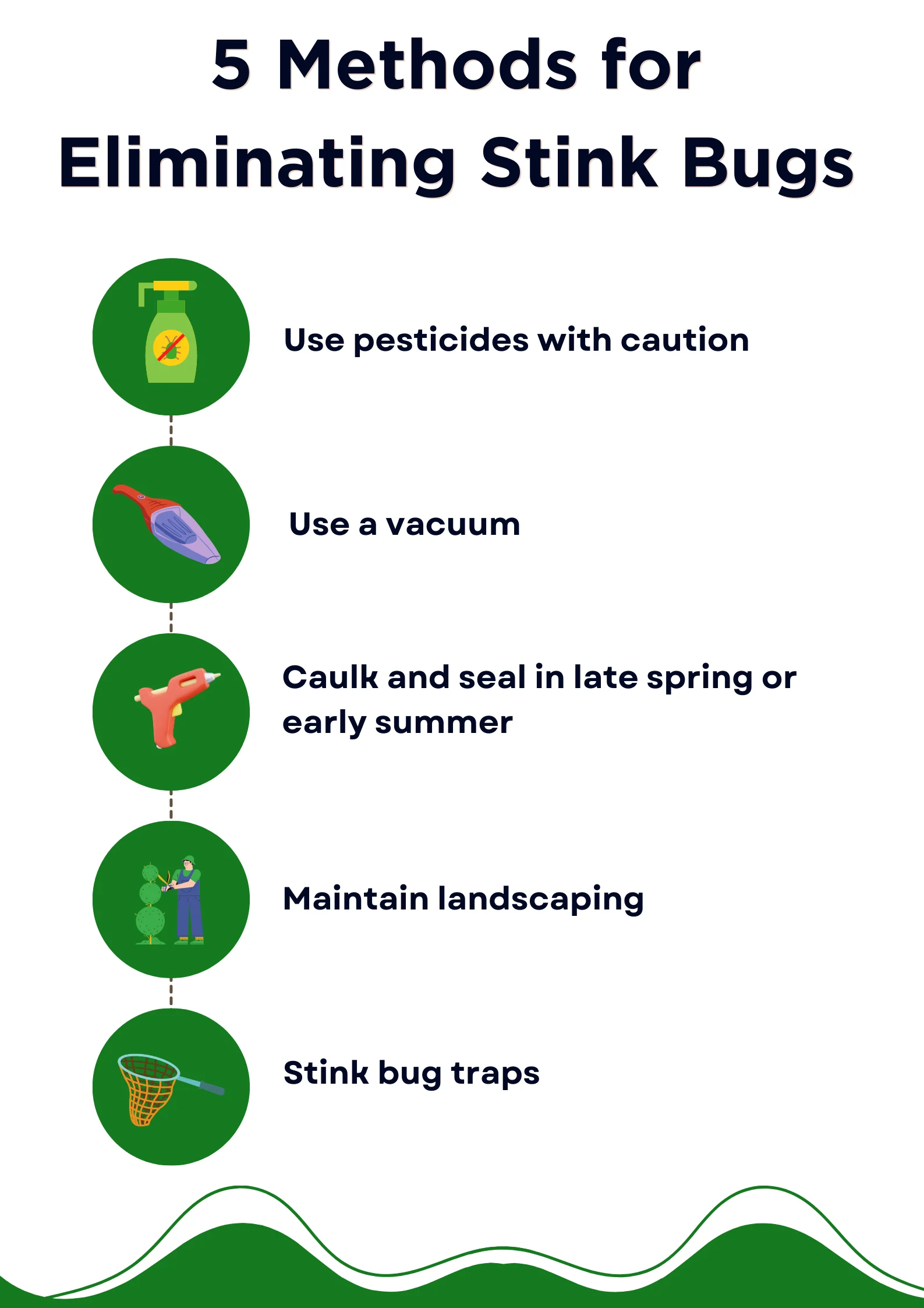 An infographic on the top methods for eliminating stink bugs