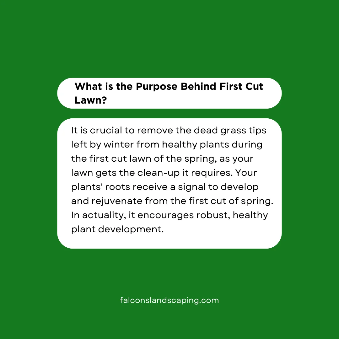 An answer post explaining the purpose behind first cut lawn
